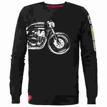 Honda Collection Custom Motorlu Bisiklet Yaka Siyah Sweatshirt